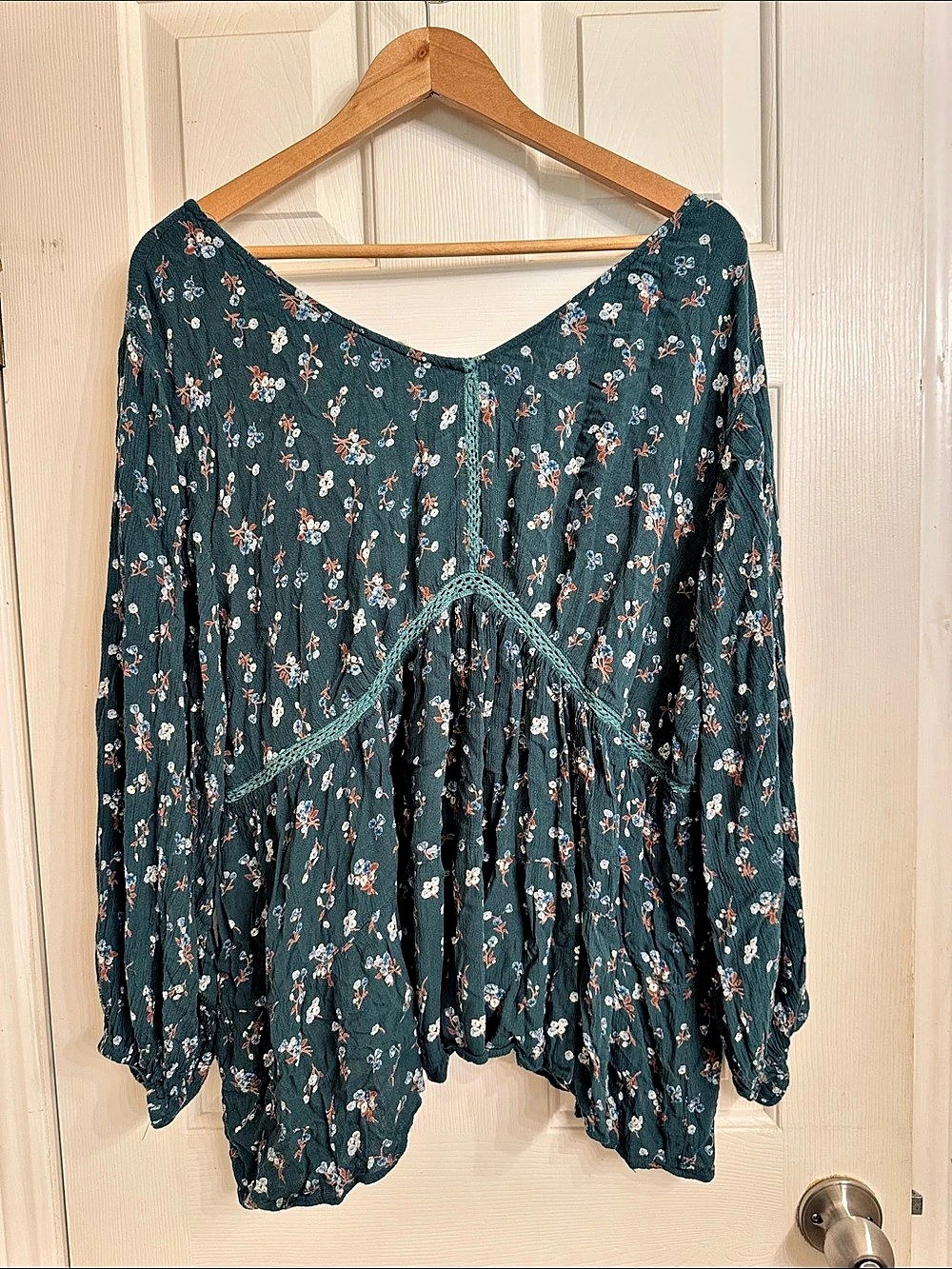 Romantic Gypsy Floral Blouse in Blue & Pink Size 2X Like New